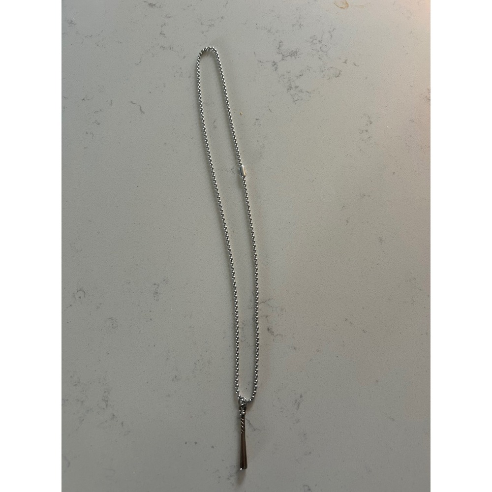 Silver Tone Ball Chain Necklace with softball / baseball bat Pendant